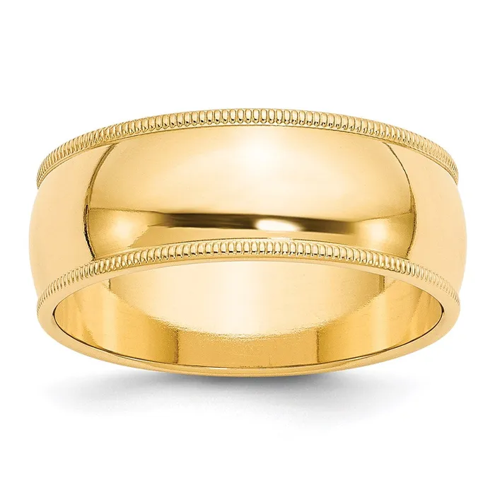 Rings Goldia Solid 14K Yellow Gold 8mm Milgrain Half Round MensWomens Wedding Band Ring Size 12 Rings Goldia Solid 14K Yellow Gold 8mm Milgrain Half Round MensWomens Wedding Band Ring Size 12