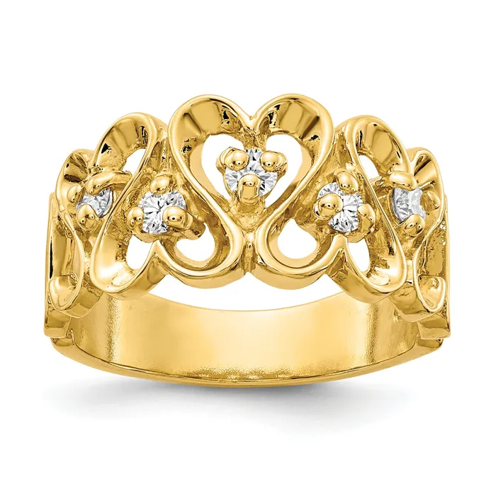 Rings Goldia Solid 14k Yellow Gold AAA Simulated CZ heart Ring