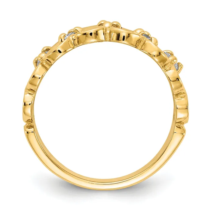 Rings Goldia Solid 14k Yellow Gold AAA Simulated CZ heart Ring
