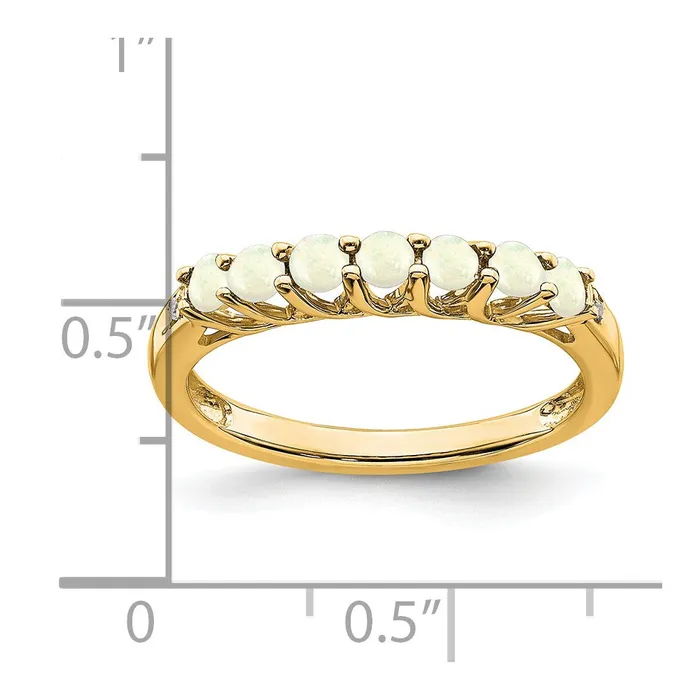 Rings Goldia Solid 14k Yellow Gold Created Simulated Opal and CZ 7stone Ring