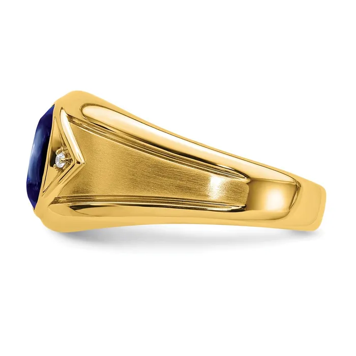 Rings Goldia Solid 14k Yellow Gold Created Simulated Sapphire and CZ Mens Ring