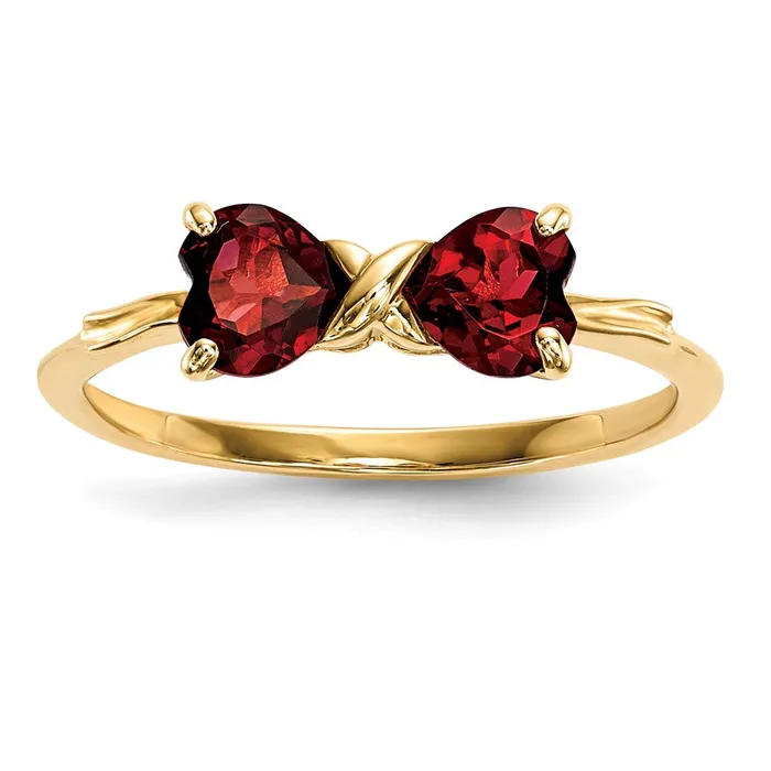 Rings Goldia Solid 14k Yellow Gold Polished Simulated Garnet Bow Ring