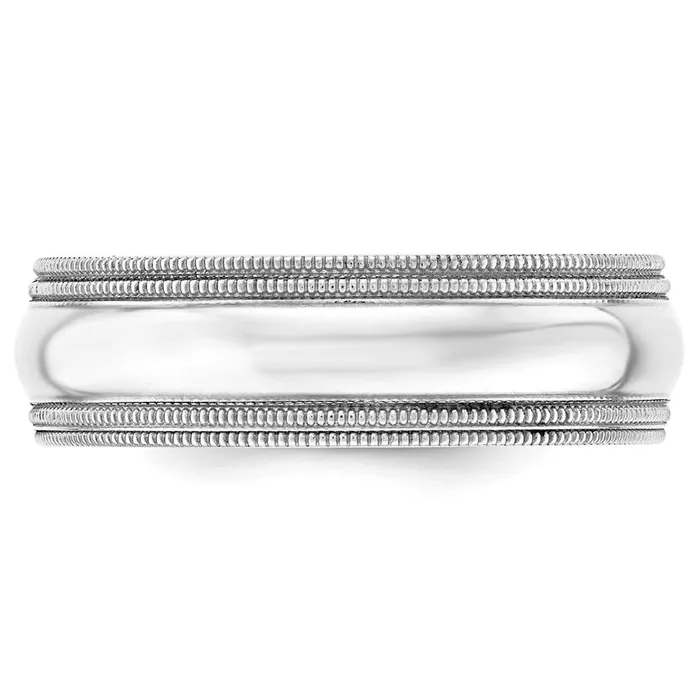 Rings Goldia Solid 18K White Gold 7mm Double Milgrain Comfort Fit MensWomens Wedding Band Ring Size 125 Rings Goldia Solid 18K White Gold 7mm Double Milgrain Comfort Fit MensWomens Wedding Band Ring Size 125