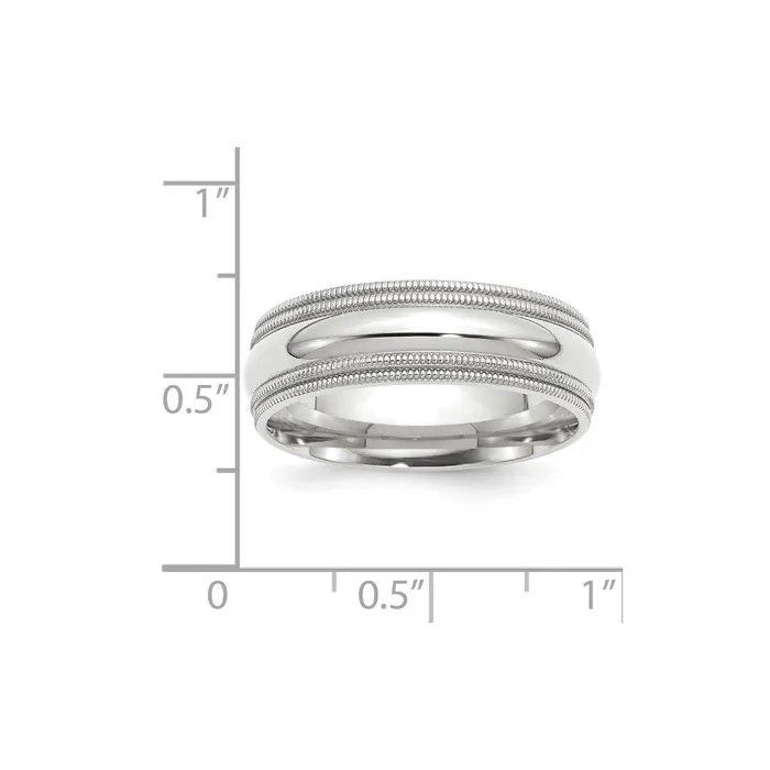 Rings Goldia Solid 18K White Gold 7mm Double Milgrain Comfort Fit MensWomens Wedding Band Ring Size 125 Rings Goldia Solid 18K White Gold 7mm Double Milgrain Comfort Fit MensWomens Wedding Band Ring Size 125