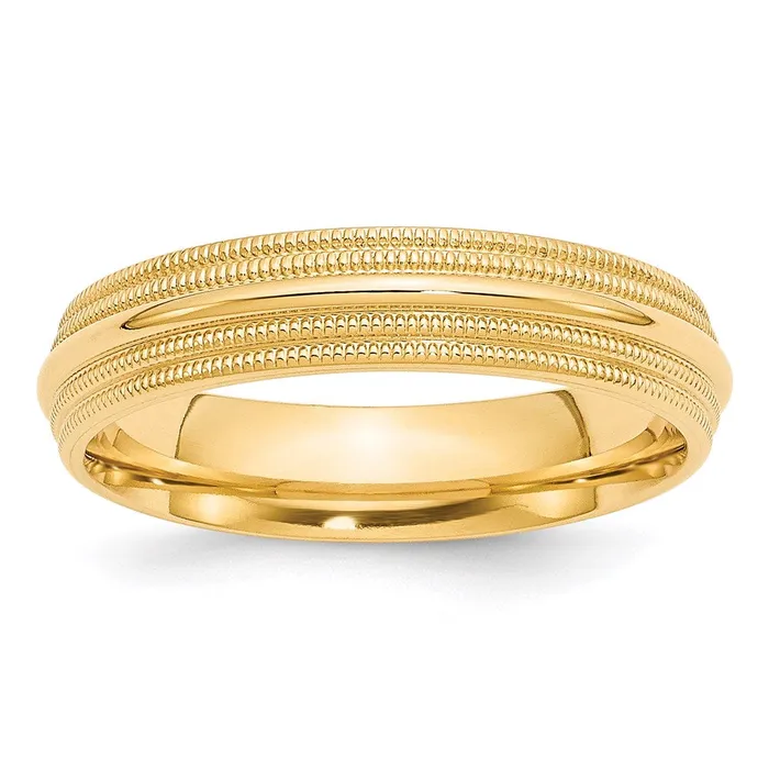 Rings Goldia Solid 18K Yellow Gold 5mm Double Milgrain Comfort Fit MensWomens Wedding Band Ring Size 8 Rings Goldia Solid 18K Yellow Gold 5mm Double Milgrain Comfort Fit MensWomens Wedding Band Ring Size 8