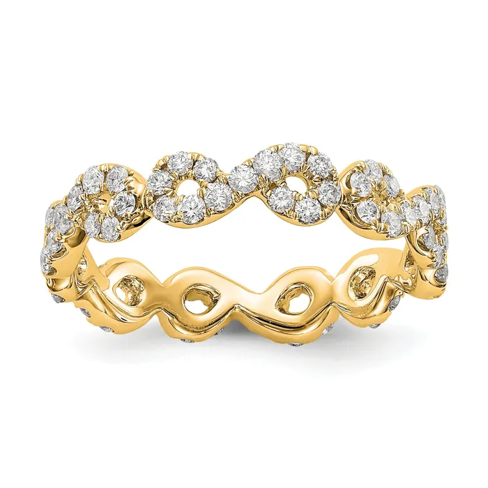 Rings Goldia Solid Real 14k Polished Infinity Shared U Prong Size 4 CZ Eternity Wedding Band Ring Rings Goldia Solid Real 14k Polished Infinity Shared U Prong Size 4 CZ Eternity Wedding Band Ring