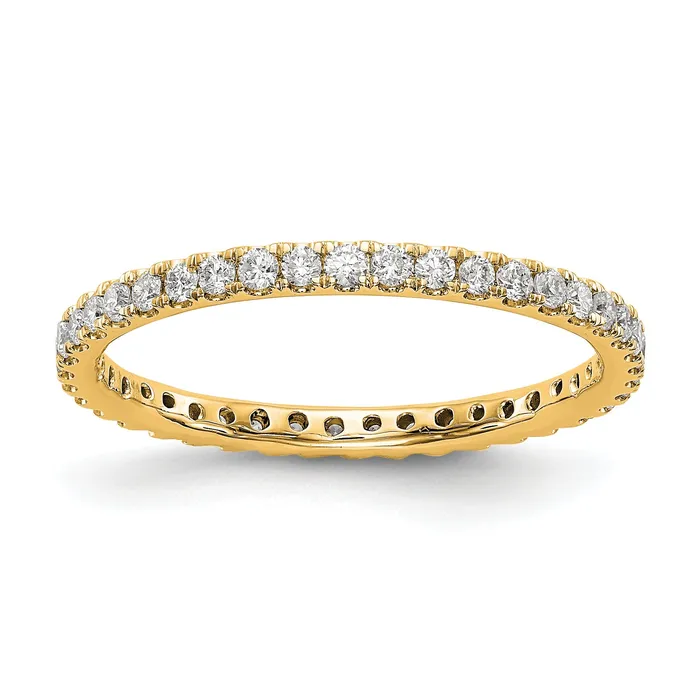 Rings Goldia Solid Real 14k Polished U Shared Prong 12ct CZ Eternity Wedding Band Ring Rings Goldia Solid Real 14k Polished U Shared Prong 12ct CZ Eternity Wedding Band Ring