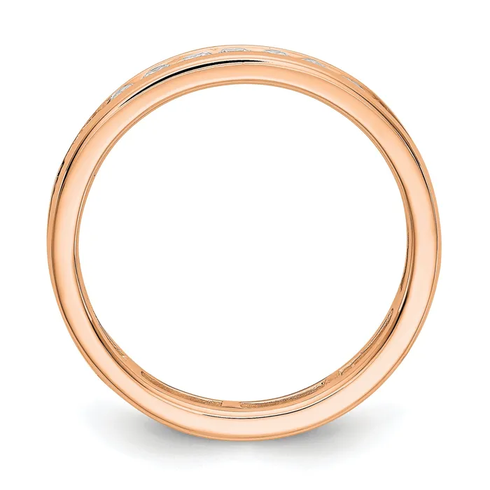 Rings Goldia Solid Real 14k Rose Gold Polished 1ct Channel Set CZ Eternity Wedding Band Ring
