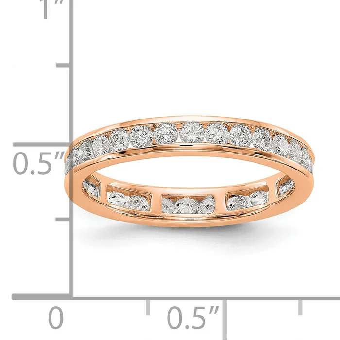 Rings Goldia Solid Real 14k Rose Gold Polished 1ct Channel Set CZ Eternity Wedding Band Ring