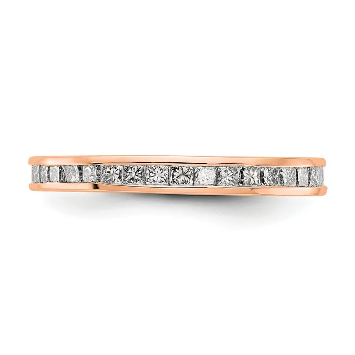 Rings Goldia Solid Real 14k Rose Gold Polished 1ct Princess Channel Set CZ Eternity Wedding Band Ring