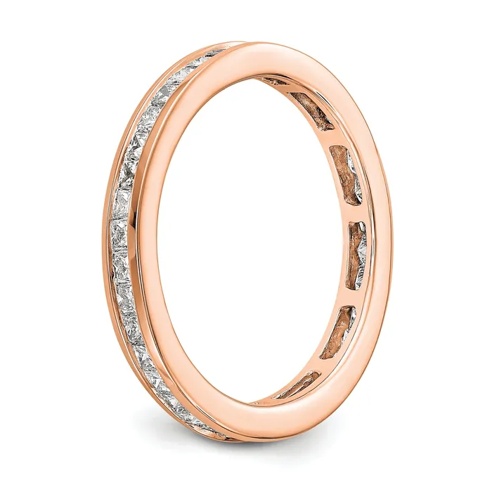 Rings Goldia Solid Real 14k Rose Gold Polished 1ct Princess Channel Set CZ Eternity Wedding Band Ring