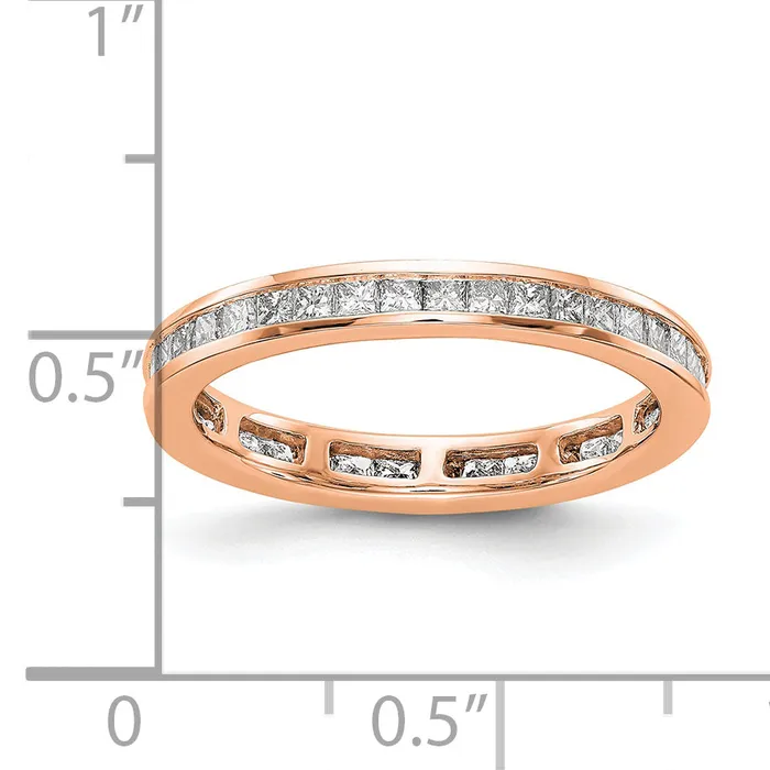 Rings Goldia Solid Real 14k Rose Gold Polished 1ct Princess Channel Set CZ Eternity Wedding Band Ring