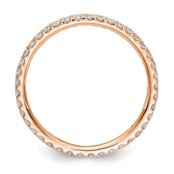 Rings Goldia Solid Real 14k Rose Gold Polished U Shared Prong 12ct CZ Eternity Wedding Band Ring