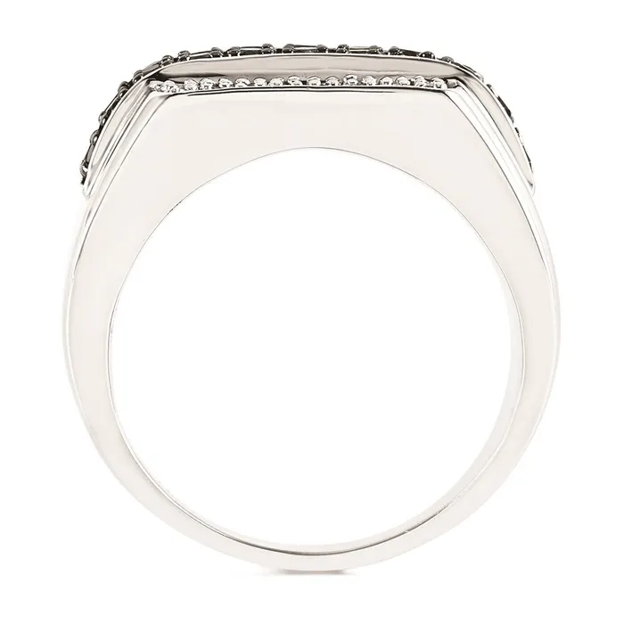 Rings Goldia Sterling Silver Black and White Diamond Mens Ring
