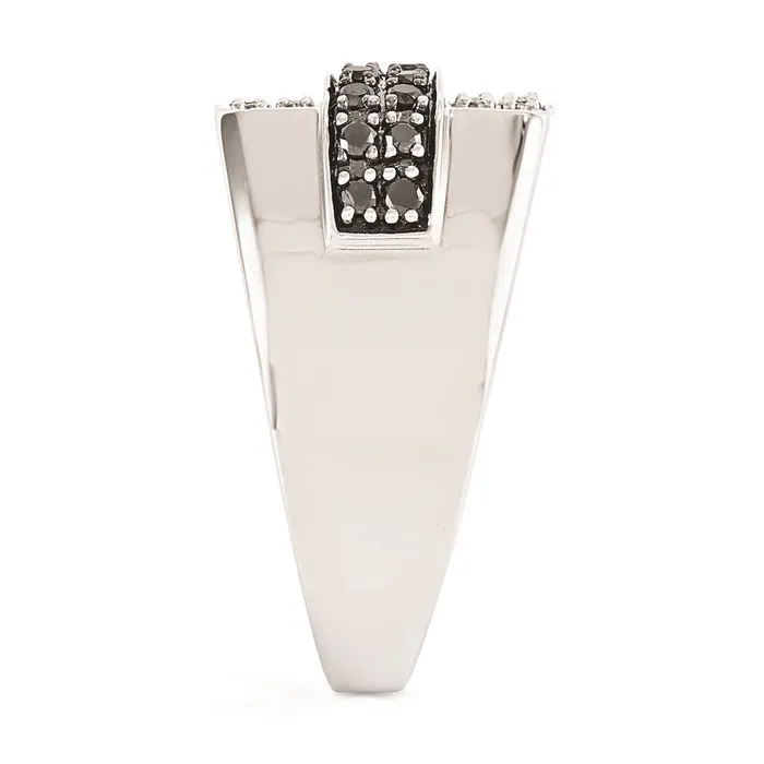 Rings Goldia Sterling Silver Black and White Diamond Mens Ring
