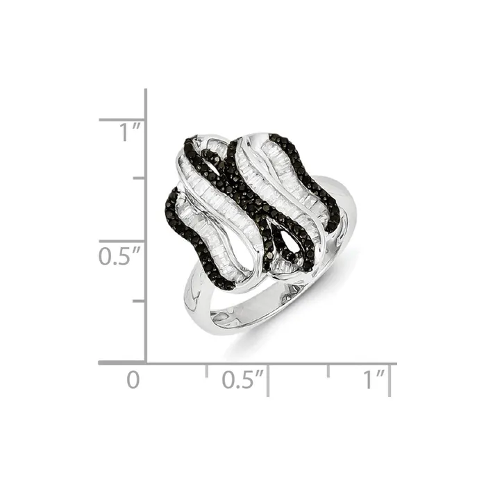 Rings Goldia Sterling Silver Black and White Diamond Ring
