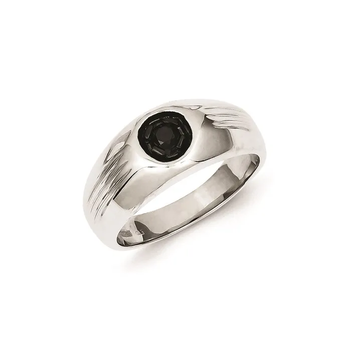 Rings Goldia Sterling Silver Black Rhodium Black Diamond Circle Mens Ring