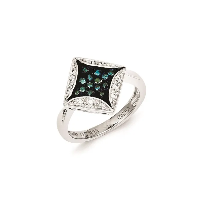 Rings Goldia Sterling Silver Blue Diamond u0026 Diamond Shape Ring