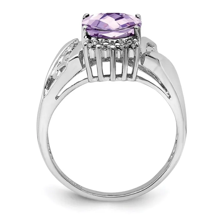 Rings Goldia Sterling Silver Rhodium CheckerCut Pink Quartz u0026 Diamond Ring