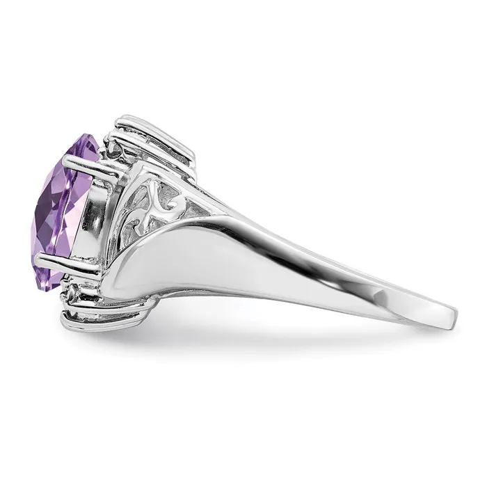 Rings Goldia Sterling Silver Rhodium CheckerCut Pink Quartz u0026 Diamond Ring