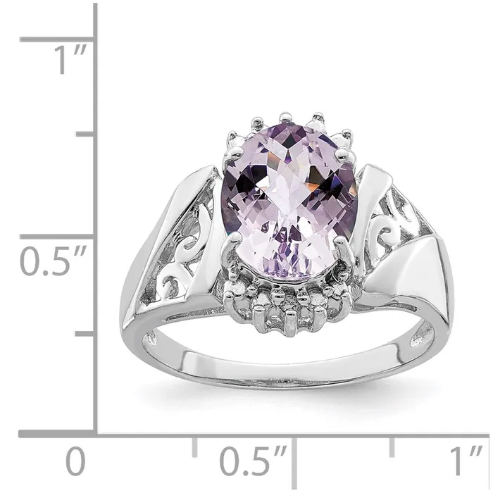 Rings Goldia Sterling Silver Rhodium CheckerCut Pink Quartz u0026 Diamond Ring