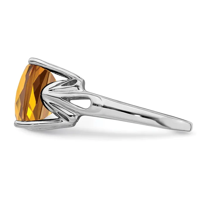 Rings Goldia Sterling Silver Rhodium CheckerCut Whiskey Quartz Ring