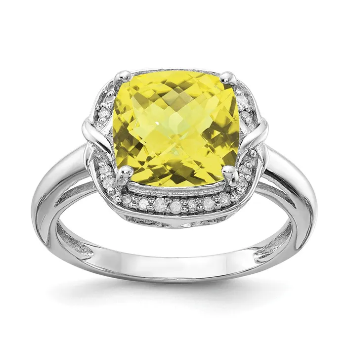 Rings Goldia Sterling Silver Rhodium Diamond u0026 CheckerCut Lemon Quartz Ring Rings Goldia Sterling Silver Rhodium Diamond u0026 CheckerCut Lemon Quartz Ring