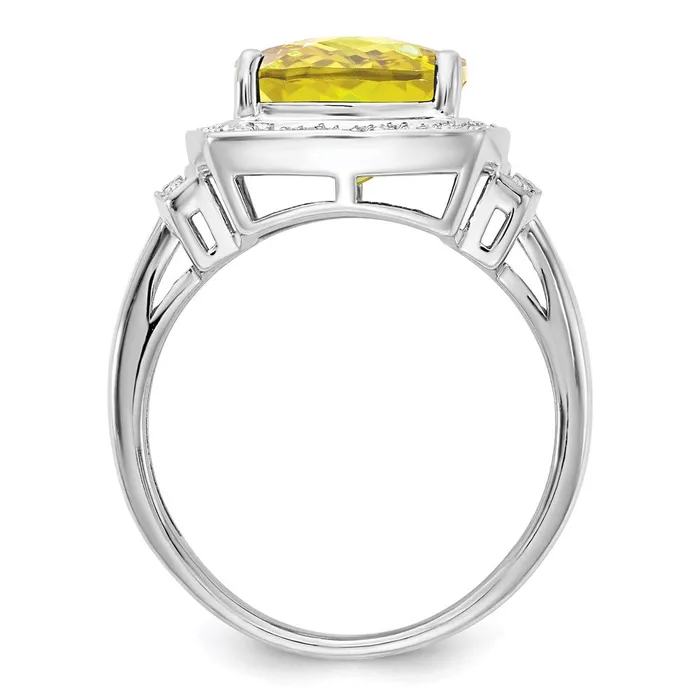Rings Goldia Sterling Silver Rhodium Diamond u0026 CheckerCut Lemon Quartz Ring