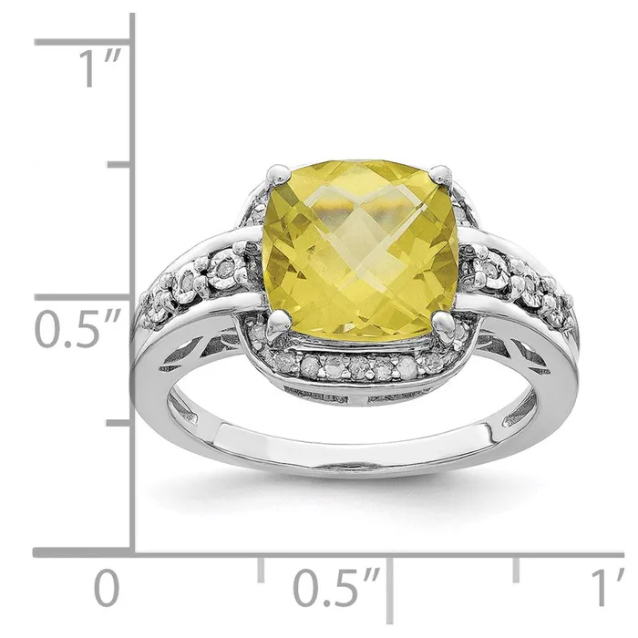 Rings Goldia Sterling Silver Rhodium Diamond u0026 CheckerCut Lemon Quartz Ring