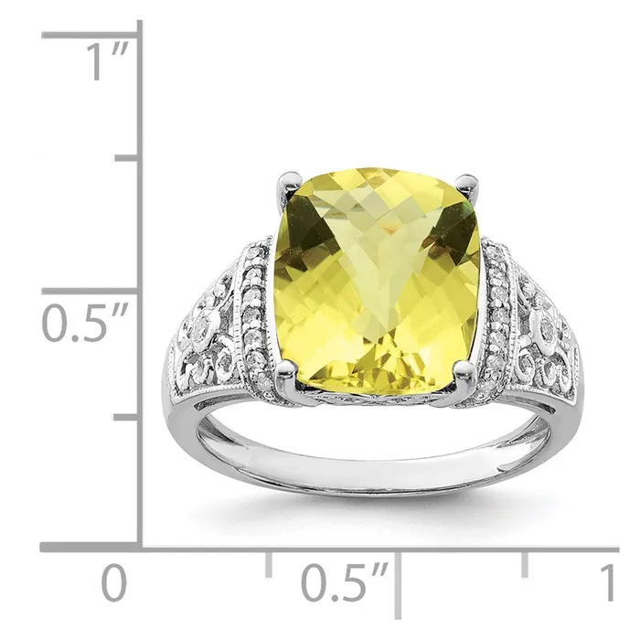 Rings Goldia Sterling Silver Rhodium Diamond u0026 CheckerCut Lemon Quartz Ring