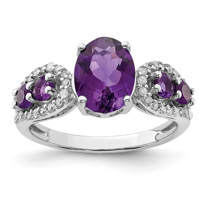 Rings Goldia Sterling Silver Rhodiumplated Amethyst u0026 Diamond Ring