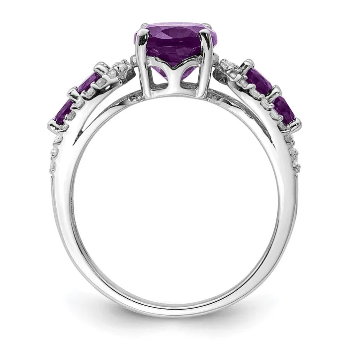 Rings Goldia Sterling Silver Rhodiumplated Amethyst u0026 Diamond Ring