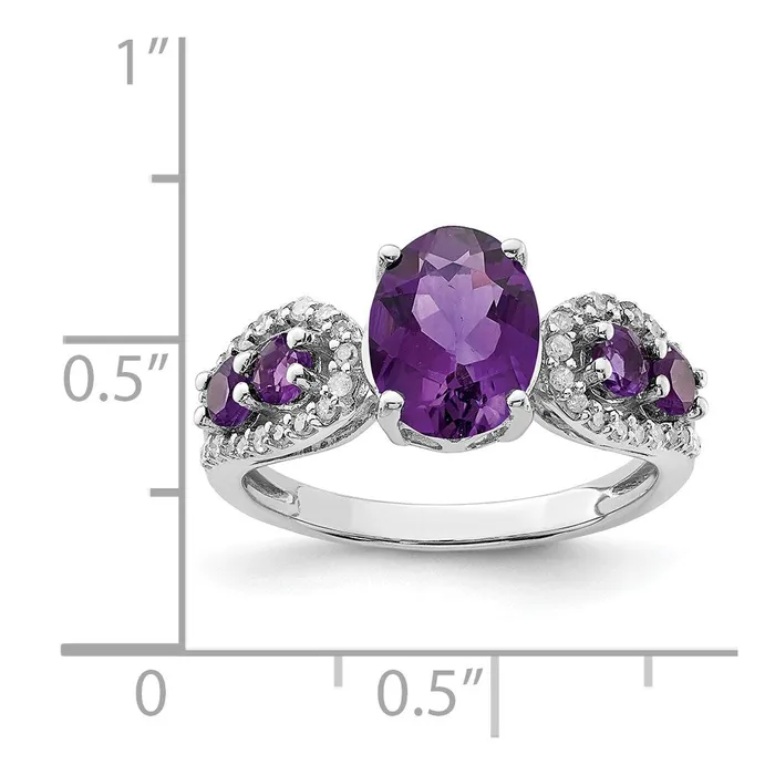 Rings Goldia Sterling Silver Rhodiumplated Amethyst u0026 Diamond Ring