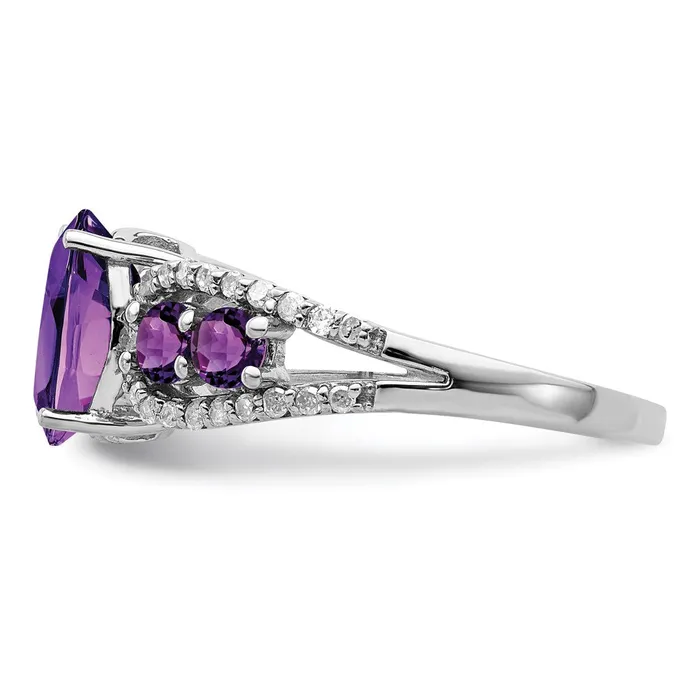 Rings Goldia Sterling Silver Rhodiumplated Amethyst u0026 Diamond Ring