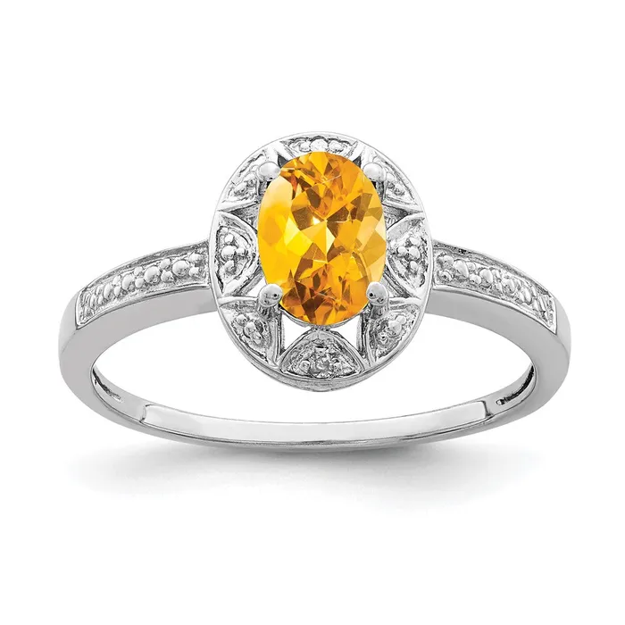 Rings Goldia Sterling Silver Rhodiumplated Diamond u0026 Citrine Ring