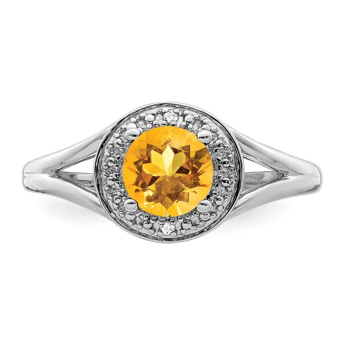 Rings Goldia Sterling Silver Rhodiumplated Diamond u0026 Citrine Ring