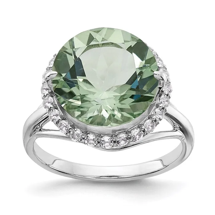 Rings Goldia Sterling Silver Rhodium White Topaz u0026 Green Quartz Ring