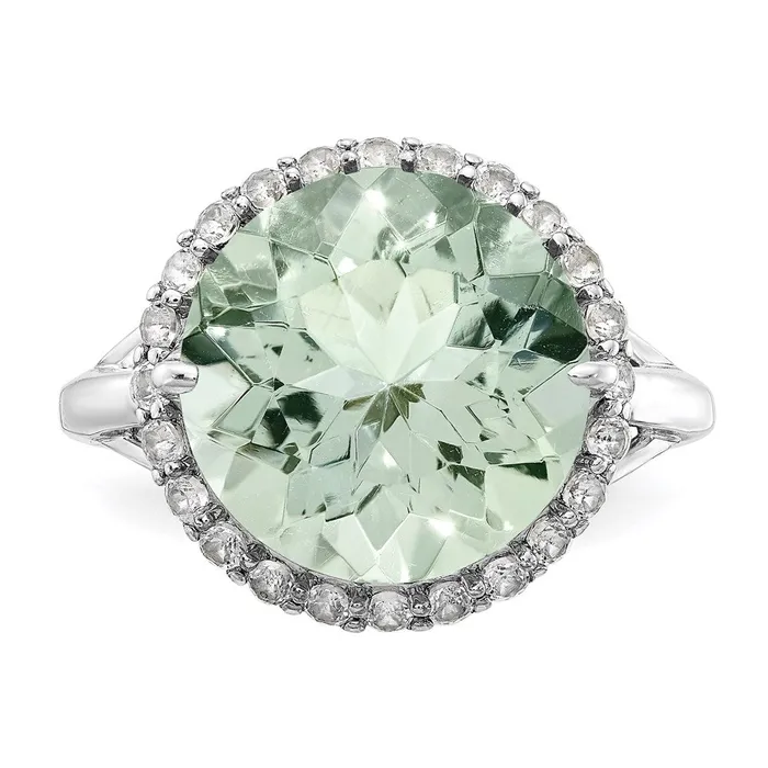 Rings Goldia Sterling Silver Rhodium White Topaz u0026 Green Quartz Ring