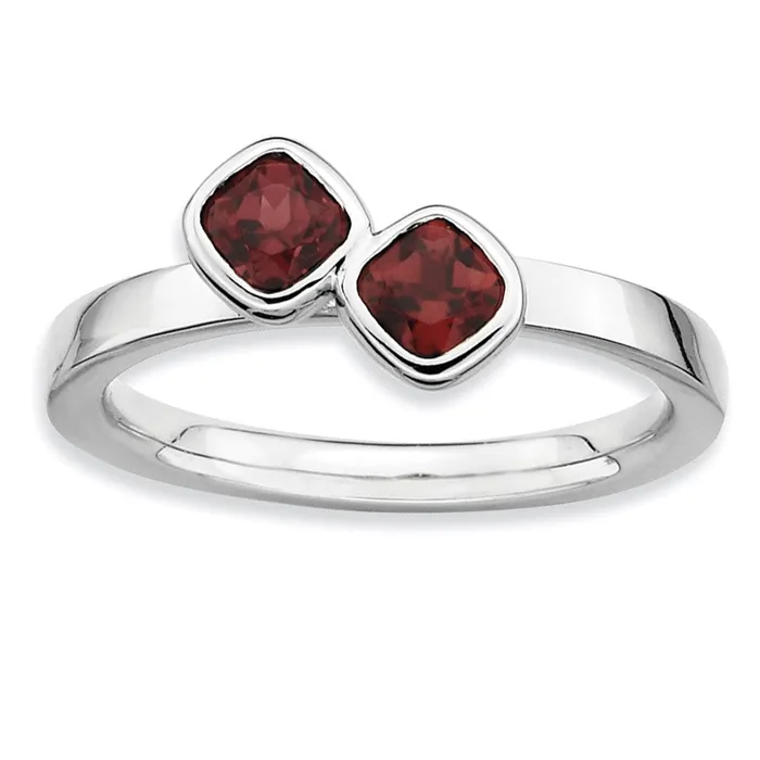 Rings Goldia Sterling Silver Stackable Expressions Dbl Cushion Cut Garnet Ring Rings Goldia Sterling Silver Stackable Expressions Dbl Cushion Cut Garnet Ring