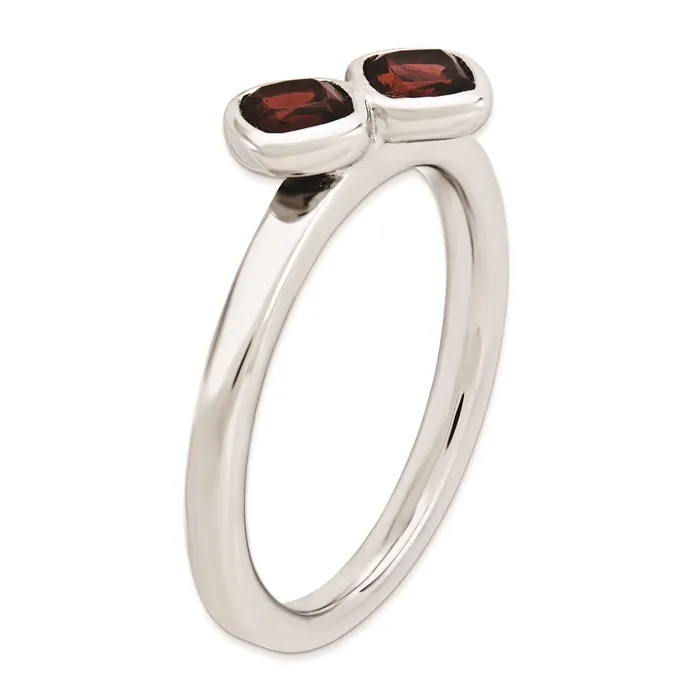 Rings Goldia Sterling Silver Stackable Expressions Dbl Cushion Cut Garnet Ring