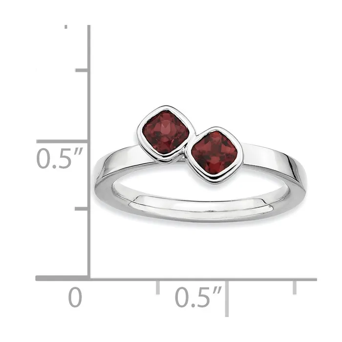 Rings Goldia Sterling Silver Stackable Expressions Dbl Cushion Cut Garnet Ring