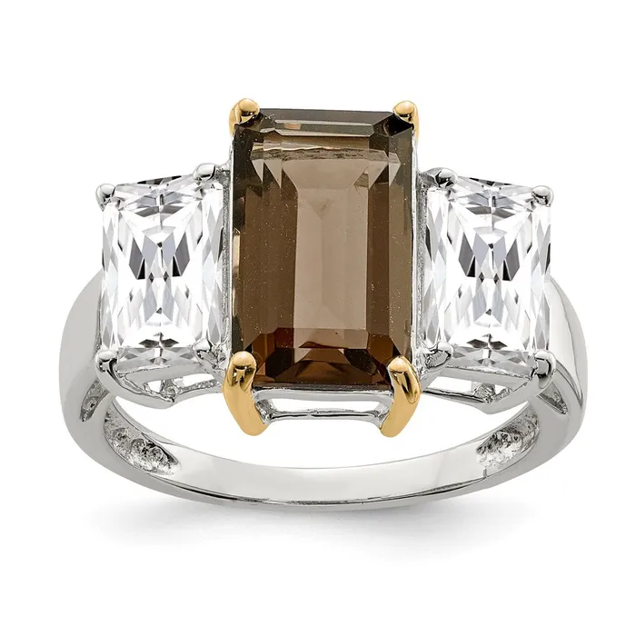 Rings Goldia Sterling Silver u0026 14K Smoky Quartz and White Topaz Ring