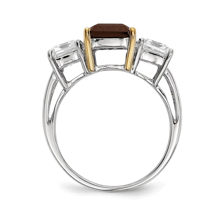 Rings Goldia Sterling Silver u0026 14K Smoky Quartz and White Topaz Ring
