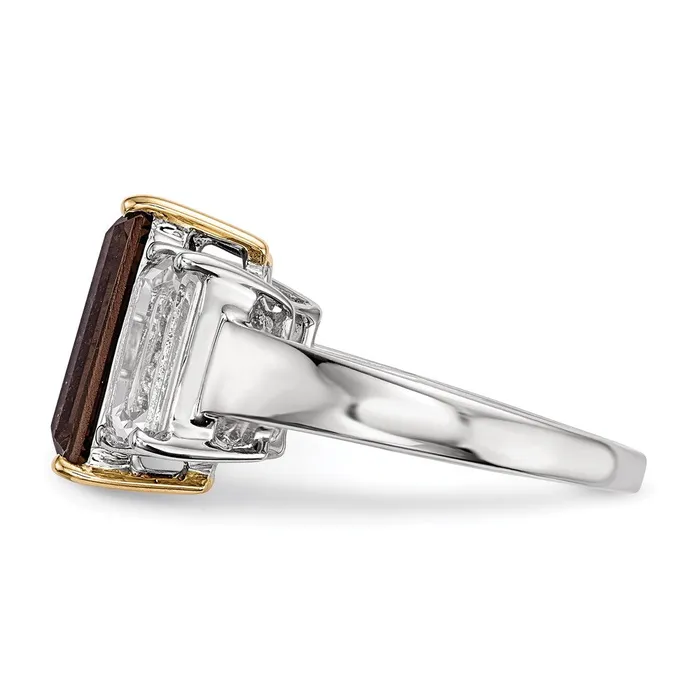 Rings Goldia Sterling Silver u0026 14K Smoky Quartz and White Topaz Ring