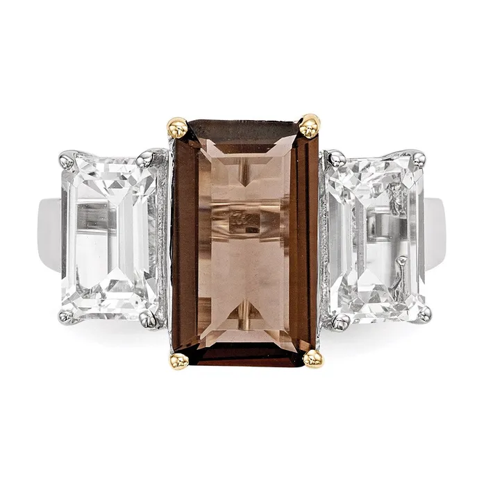 Rings Goldia Sterling Silver u0026 14K Smoky Quartz and White Topaz Ring