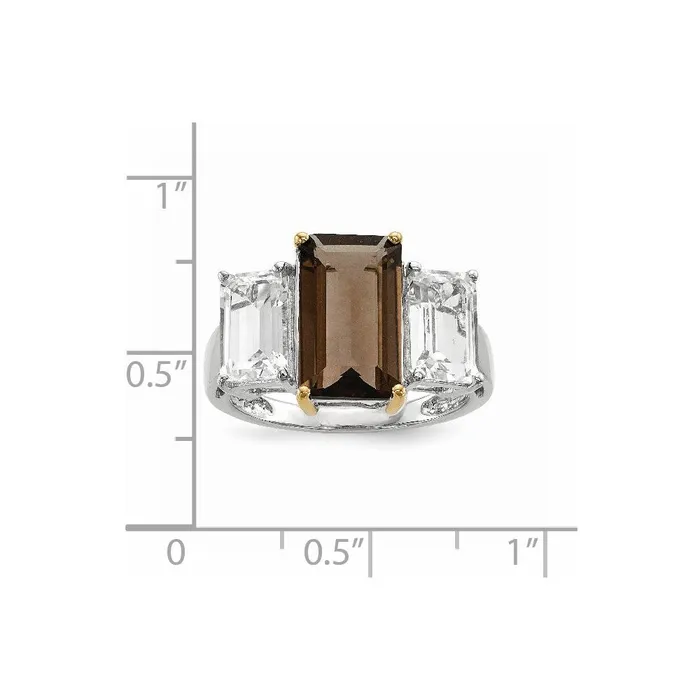Rings Goldia Sterling Silver u0026 14K Smoky Quartz and White Topaz Ring