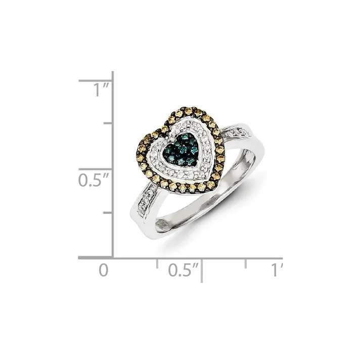 Rings Goldia Sterling Silver White Champagne u0026 Blue Diamond Heart Ring