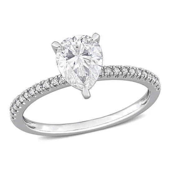 Rings JMS always Original Amour 14k White Gold 110 CT Diamond TW And 1 14 CT TGW Created White Moissanite Solitaire Ring Rings JMS always Original Amour 14k White Gold 110 CT Diamond TW And 1 14 CT TGW Created White Moissanite Solitaire Ring