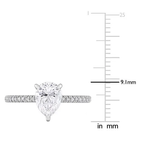 Rings JMS always Original Amour 14k White Gold 110 CT Diamond TW And 1 14 CT TGW Created White Moissanite Solitaire Ring Rings JMS always Original Amour 14k White Gold 110 CT Diamond TW And 1 14 CT TGW Created White Moissanite Solitaire Ring