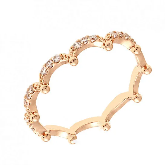 Rings JMS always Original Elegant Confetti Womens 18K Rose Gold Plated CZ Simulated Diamond Stackable Wave Ring Rings JMS always Original Elegant Confetti Womens 18K Rose Gold Plated CZ Simulated Diamond Stackable Wave Ring